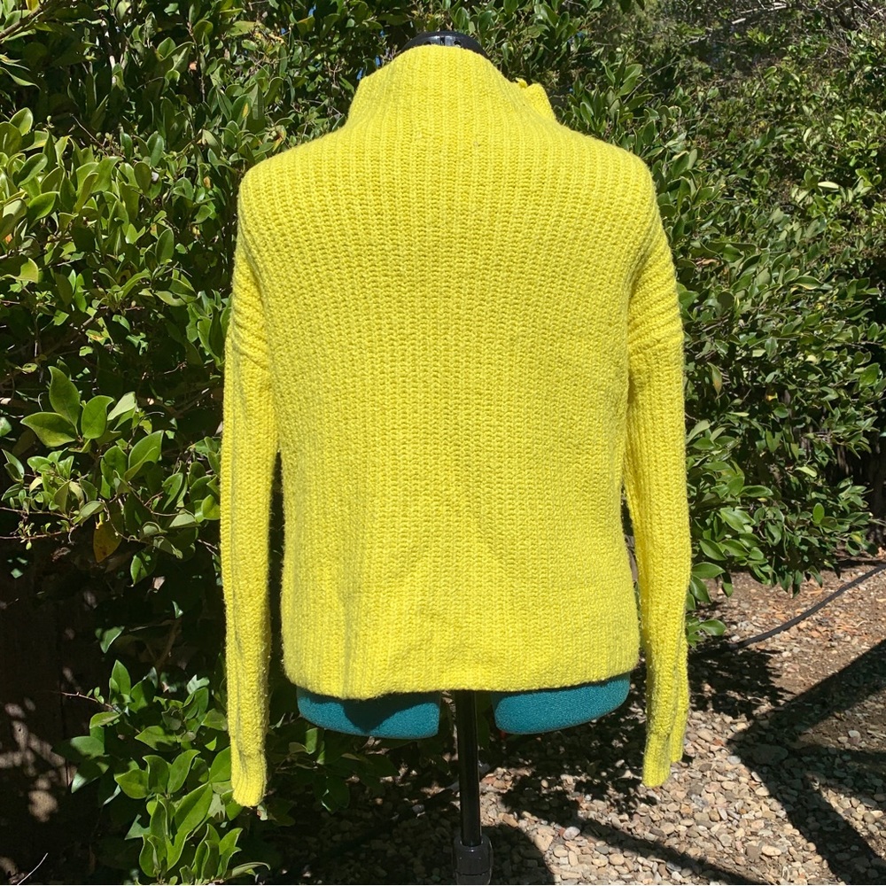 Anthropologie Sweater XS Yellow Oversized Funnel Neck Pullover Knit Top - Picture 10 of 11